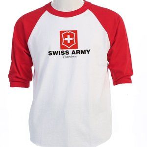 SWISS ARMY, COOL RED SLEEVE JERSEY T-SHIRT MENS T-44